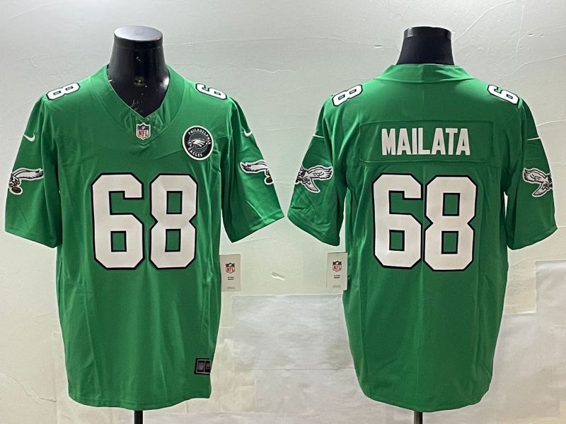 Men Philadelphia Eagles #68 Mailata Green three generations 2025 Nike Vapor Limited NFL Jersey style 3